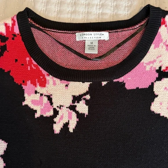 London Style Collection Sweater Dress in Black, Red & Pink SO CUTE - M NWT - Picture 6 of 8